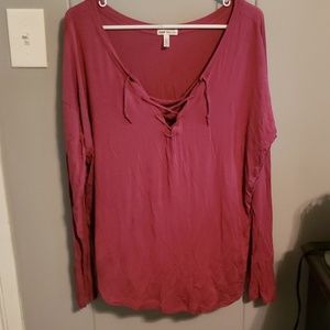 PINK Super Soft Lace Up Long Sleeve